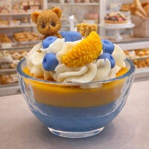 Beary Lemon Blueberry Crumble Scented Dessert Candle Handmade Gift